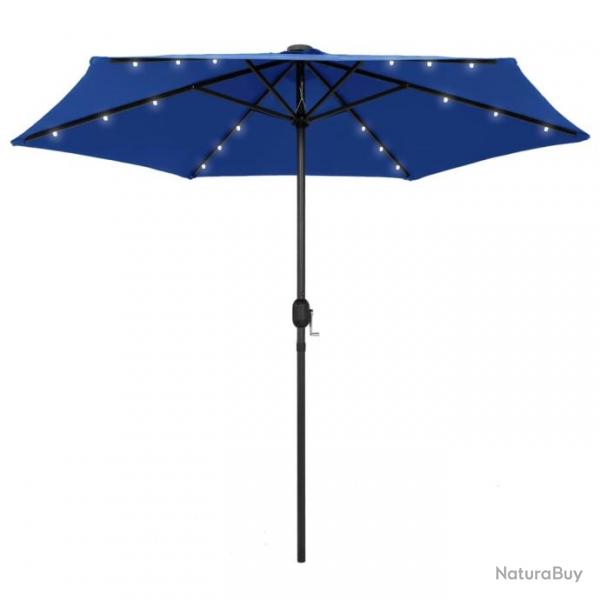 Parasol avec LED et mt en aluminium 270 cm Bleu azur 47359