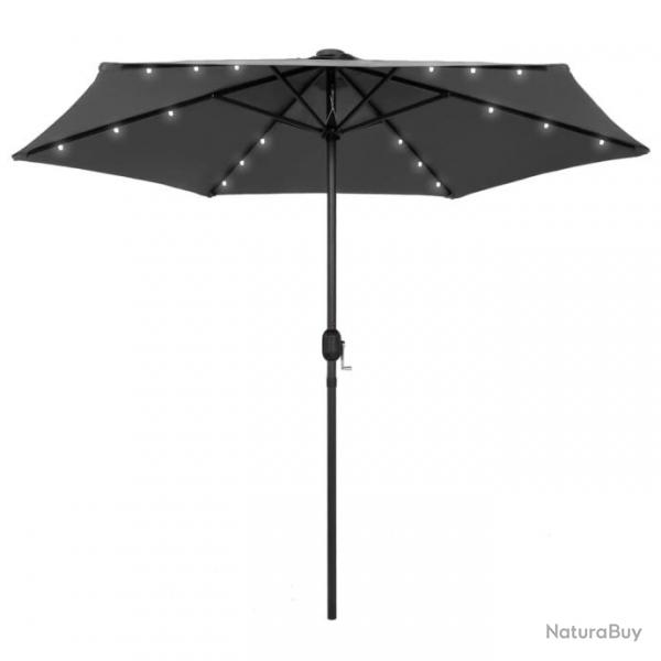 Parasol avec LED et mt en aluminium 270 cm Anthracite 47354