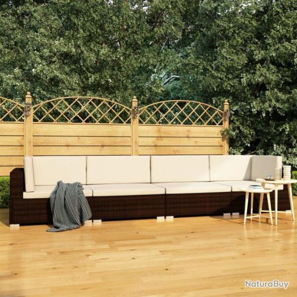 Salon de jardin 4 pcs avec coussins Rsine tresse Marron 47269