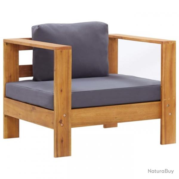 Chaise de jardin avec coussin Gris fonc Bois d'acacia solide 47275