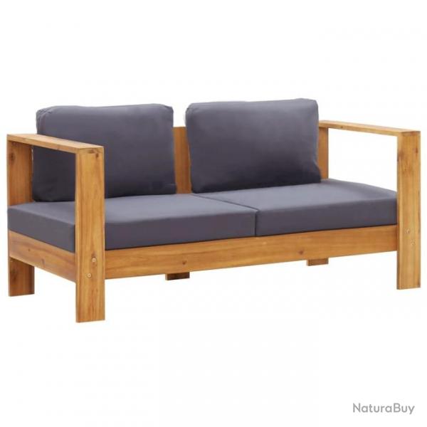 Banc de jardin avec coussins 140 cm Bois d'acacia solide Gris 47276