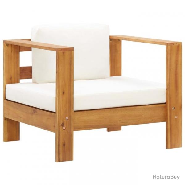 Chaise de jardin avec coussin Crme Bois d'acacia solide 47272