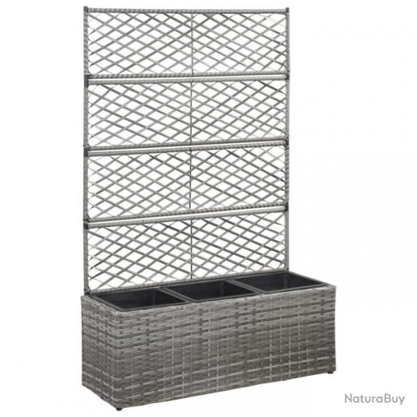 Lit surlev en treillis 3 pots 83x30x130cm Rsine tresse Gris 46935