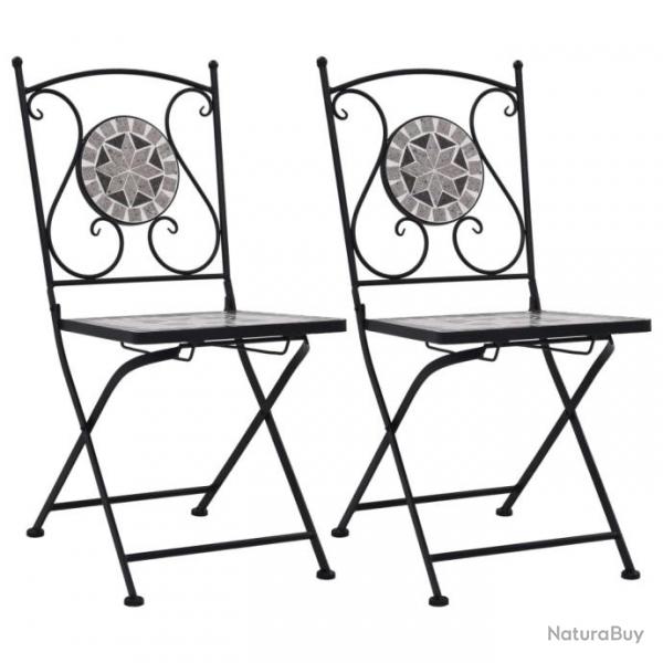 Chaises de bistrot mosaque 2 pcs Gris 46716