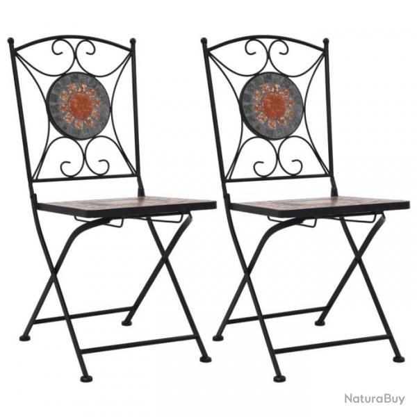 Chaises de bistrot mosaque 2 pcs Orange et gris 46718