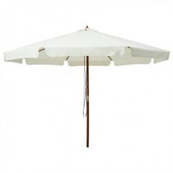 Parasol avec mât en bois 330 cm Blanc sable 47212