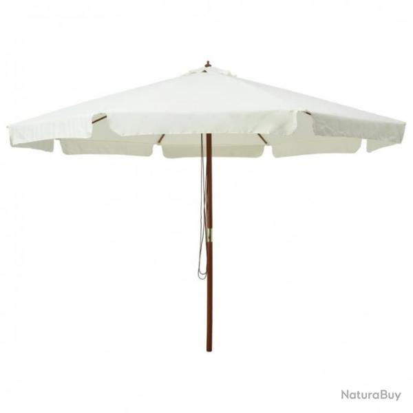 Parasol avec mt en bois 330 cm Blanc sable 47212