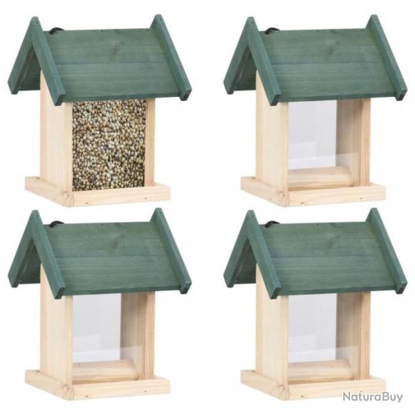 Mangeoires  oiseaux 4 pcs Bois de sapin