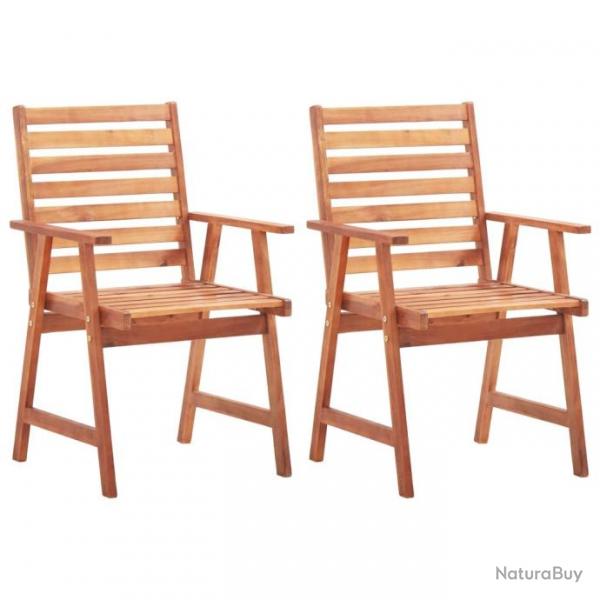 Chaises de salle  manger d'extrieur 2pcs Bois d'acacia massif