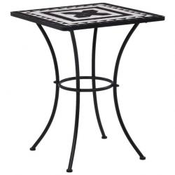 Table de bistro mosaïque Noir et blanc 60 cm Céramique 46707