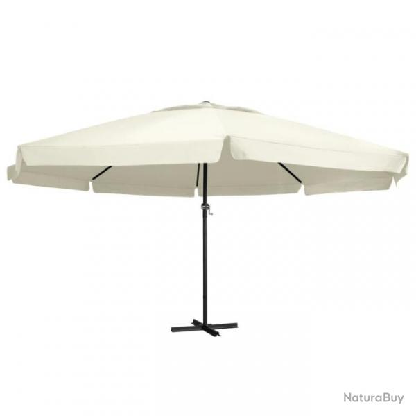 Parasol d'extrieur avec mt en aluminium 600 cm Blanc sable 47370