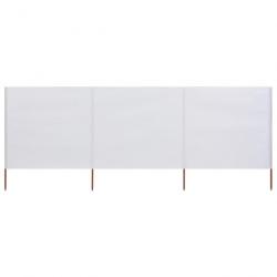 Paravent 3 panneaux Tissu 400 x 160 cm Blanc sable 47148