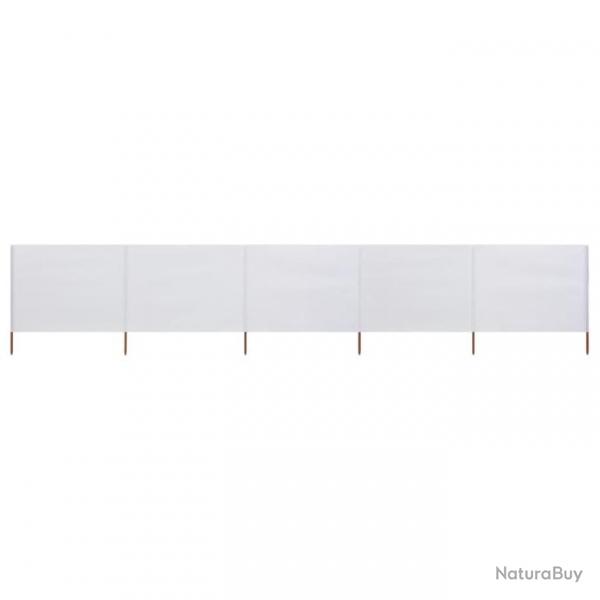 Paravent 5 panneaux Tissu 600 x 80 cm Blanc sable 47154