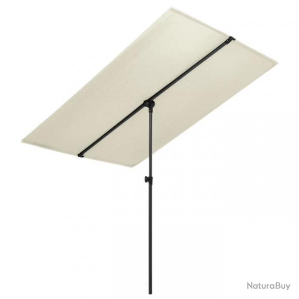 Parasol d'extrieur avec mt en aluminium 180x130cm Blanc sable 47329