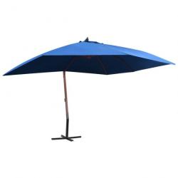 Parasol suspendu avec mât en bois 400x300 cm Bleu 47123