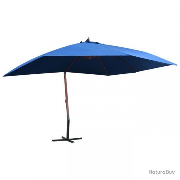 Parasol suspendu avec mt en bois 400x300 cm Bleu 47123