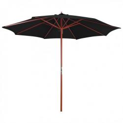Parasol avec mât en bois 300x258 cm Noir 47124