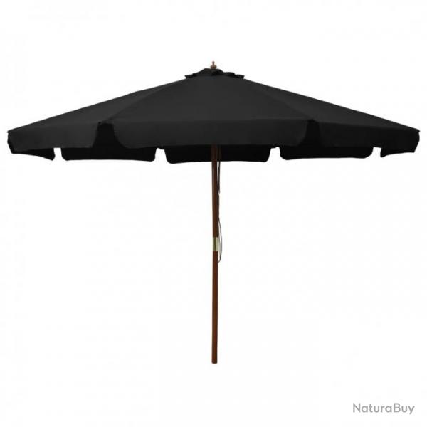 Parasol d'extrieur avec mt en bois 330 cm Noir 47218