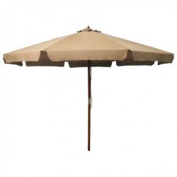 Parasol avec mât en bois 330 cm Taupe 47215