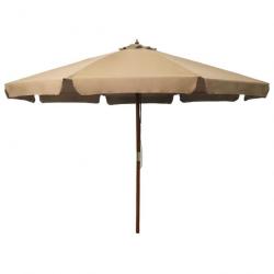 Parasol avec mât en bois 330 cm Taupe 47215