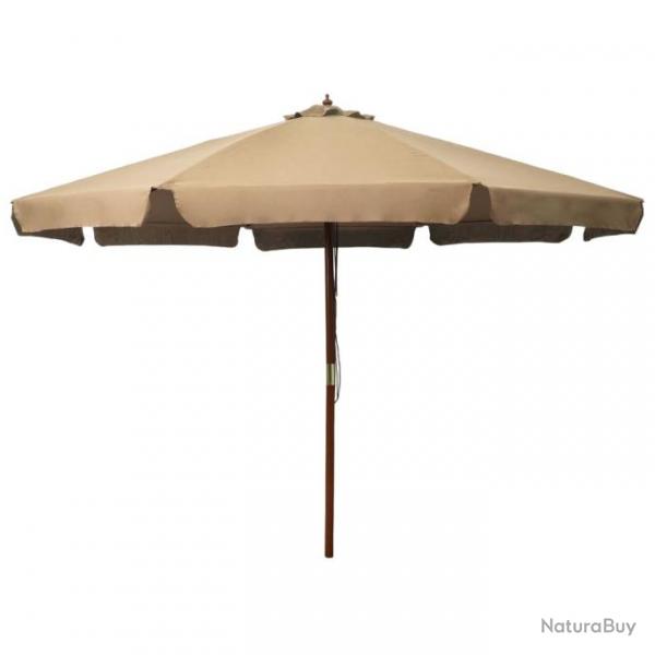 Parasol avec mt en bois 330 cm Taupe 47215