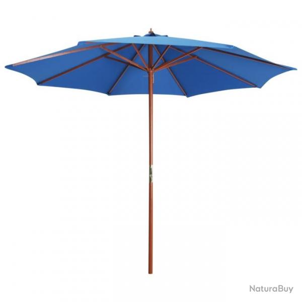 Parasol avec mt en bois 300x258 cm Bleu 47125