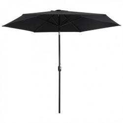 Parasol d'extérieur avec poteau en métal 300 cm Noir 47126
