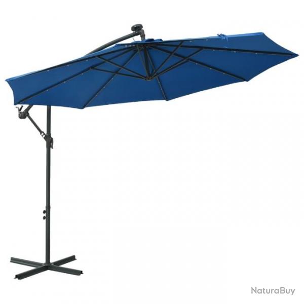 Parasol dport  LED et mt en acier 300 cm Azur 47137