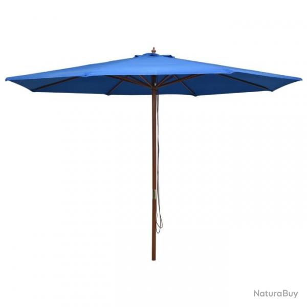 Parasol d'extrieur avec mt en bois 350 cm Bleu 47139