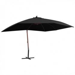 Parasol suspendu avec mât en bois 400x300 cm Noir 47122