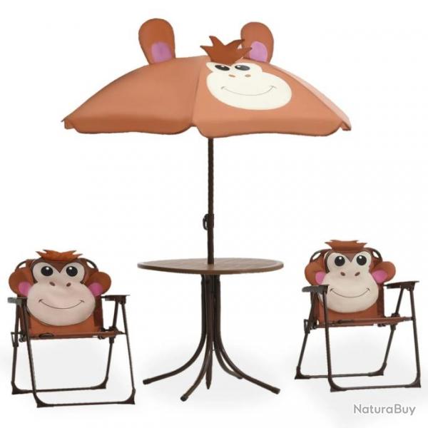 bistro avec parasol pour enfants 3 pcs Marron 48099