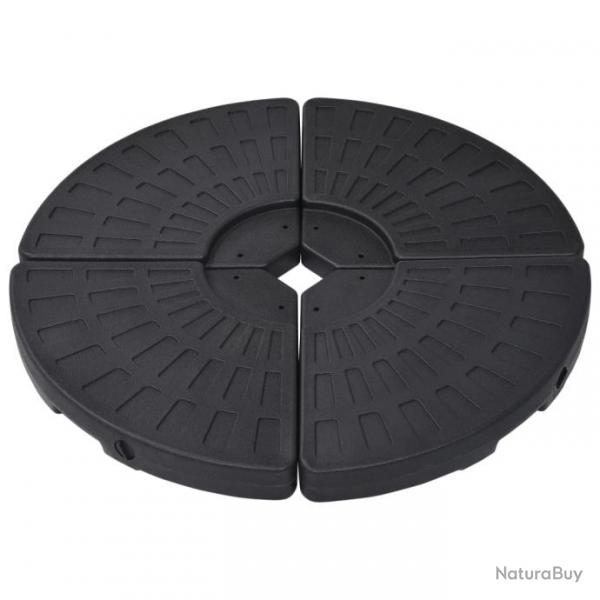 Socle de parasol en forme d'ventail 4 pcs Noir 47857