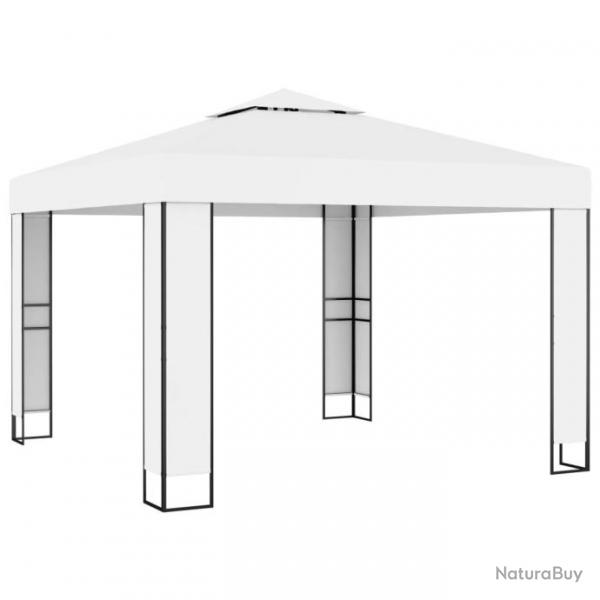 Tonnelle avec toit double 3x3 m Blanc 47950