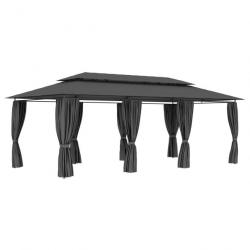 Belvedere auvant avec rideaux 600x298x270 cm Anthracite 47966