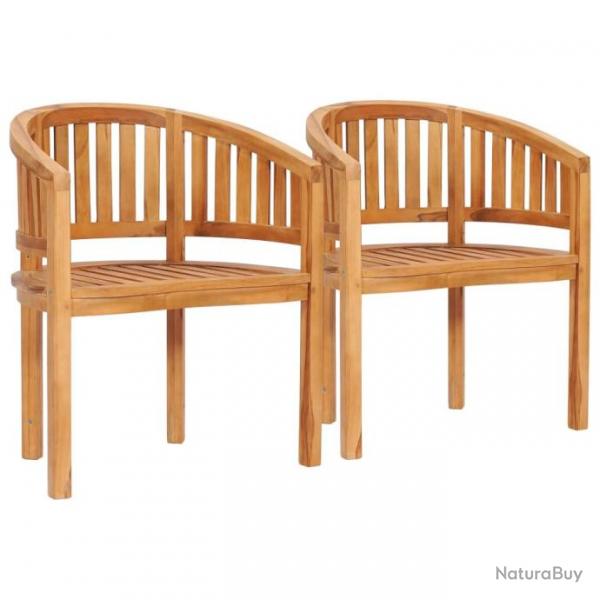 Chaises en forme de banane 2 pcs Bois de teck solide 48019