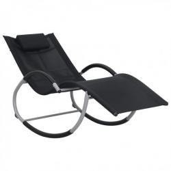 Chaise longue avec oreiller Noir Textilène 47788