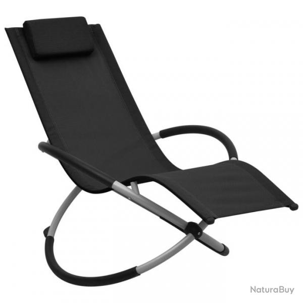 Chaise longue pour enfants Acier Noir 47793