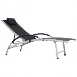 Chaise longue Aluminium Textilène Noir 47792