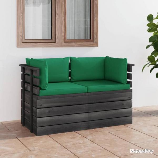 Canap palette de jardin 2 places avec coussins Bois de pin 3061736