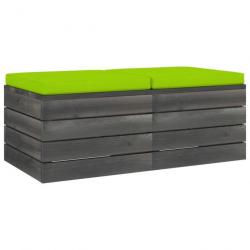 Repose-pieds palette de jardin 2 pcs avec coussins Bois de pin 3061718