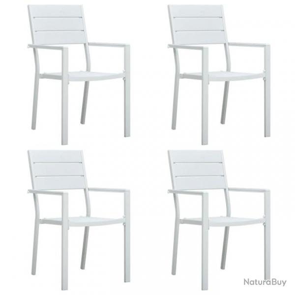 Chaises de jardin 4 pcs Blanc PEHD Aspect de bois 47884