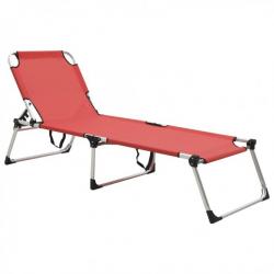 Chaise longue pliable extra haute pour seniors Rouge Aluminium 47914