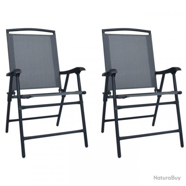 Chaises de jardin pliables 2 pcs Textilne Gris