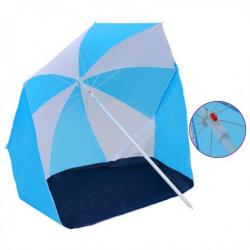 Parasol de plage Bleu et blanc 180 cm Tissu 47807
