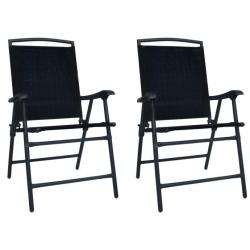 Chaises de jardin pliables 2 pcs Textilène Noir 47923