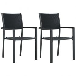 Chaises de jardin 2 pcs Noir Plastique Aspect de rotin 47889