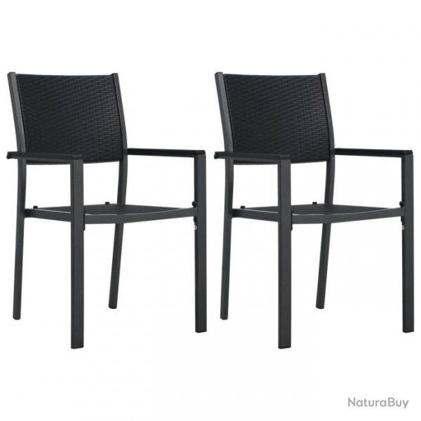 Chaises de jardin 2 pcs Noir Plastique Aspect de rotin 47889