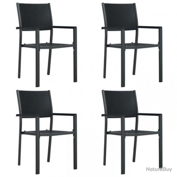 Chaises de jardin 4 pcs Noir Plastique Aspect de rotin 47890