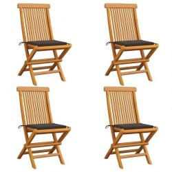 Chaises de jardin avec coussins taupe 4 pcs Bois de teck massif 3062576