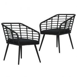 Chaises de jardin 2 pcs avec coussins Résine tressée Noir 48578